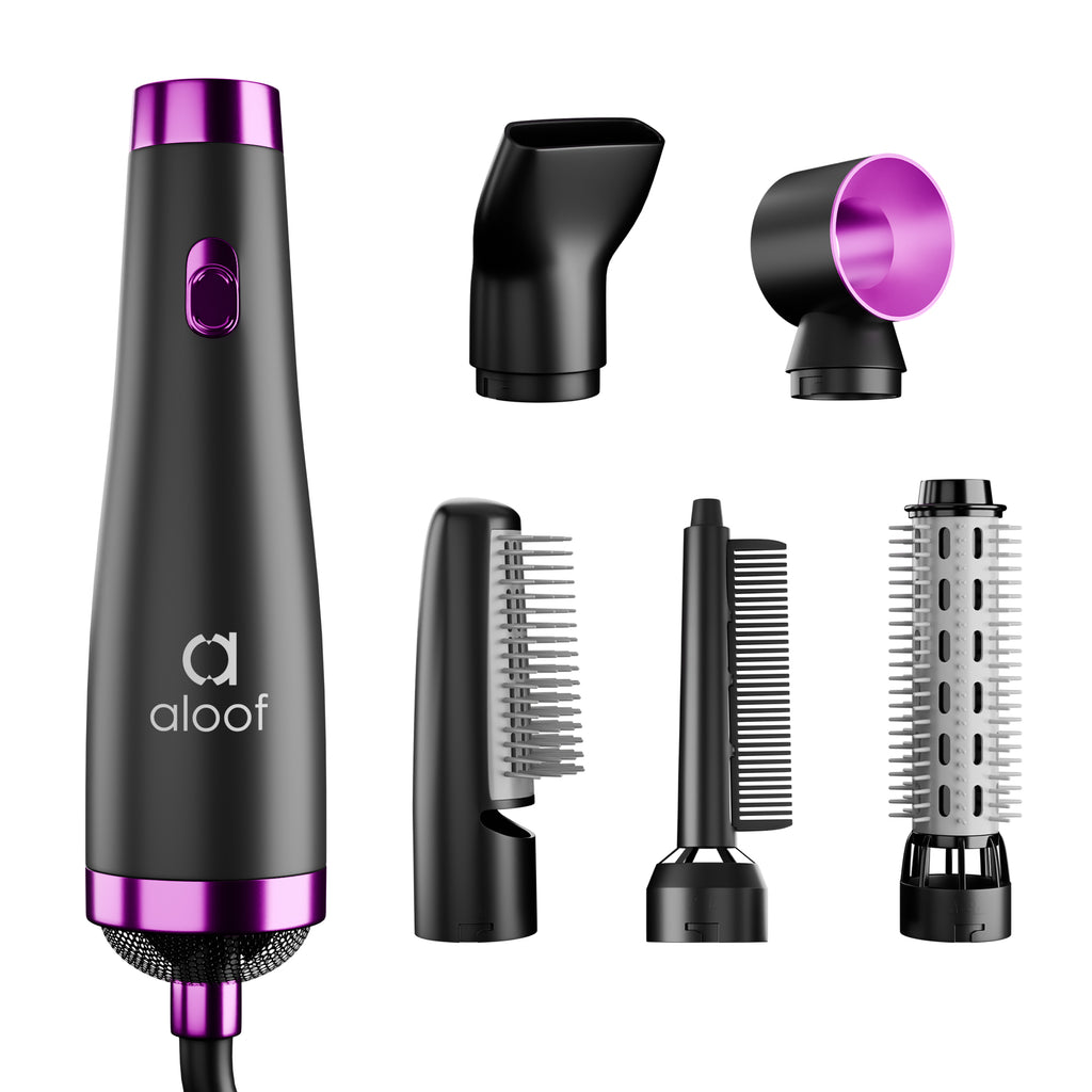 Aloof KS 994 5-in-1 Hair Dryer (1200W, Black and Purple)