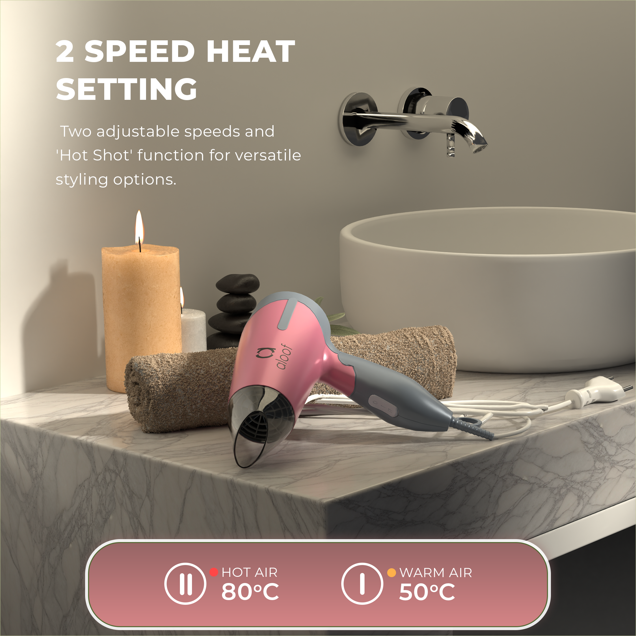 1500W 3-Speed, 2 Heat & 1 Cold Air Setting Hair Dryer Quick View Add to cart 1500W 3-Speed, 2 Heat & 1 Cold Air Setting Hair Dryer