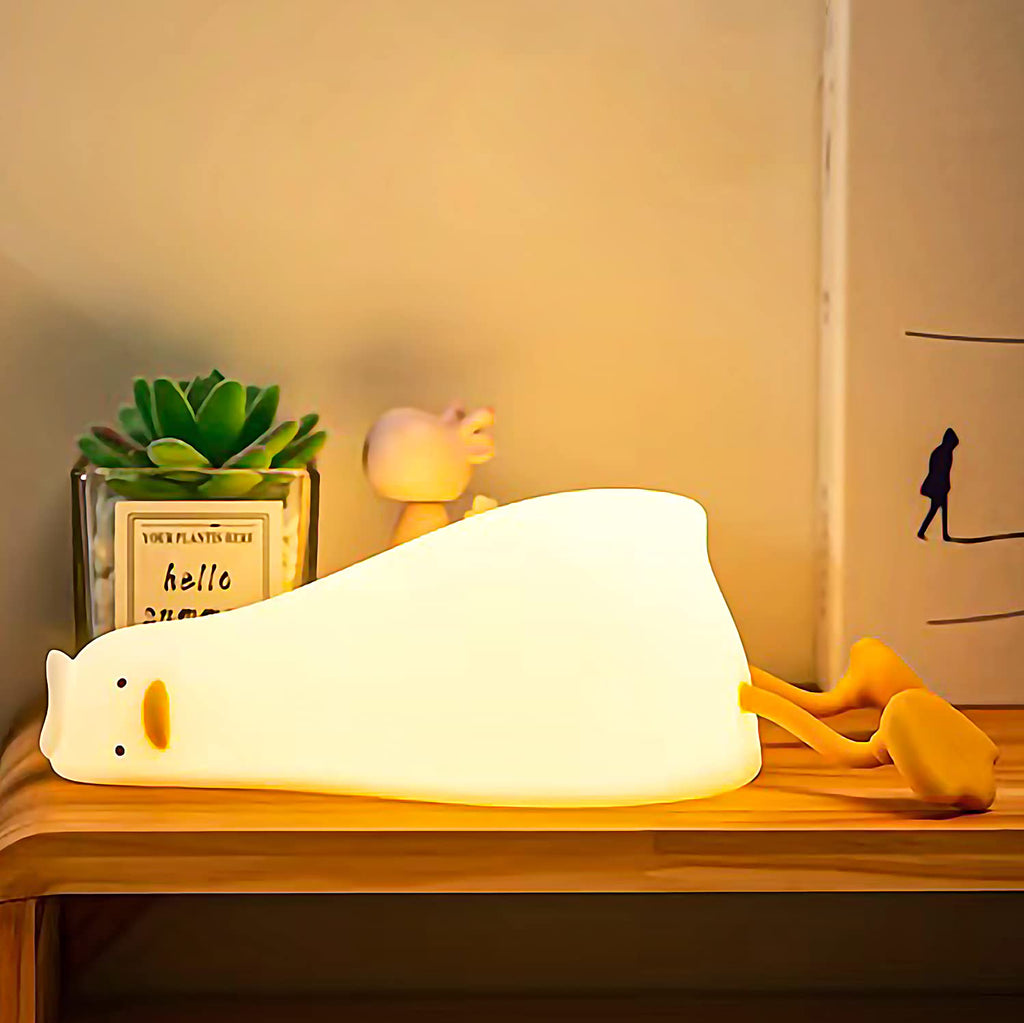 Lying Flat Duck Cute Night Light – Touch Control, Type-C Rechargeable Duck Lamp