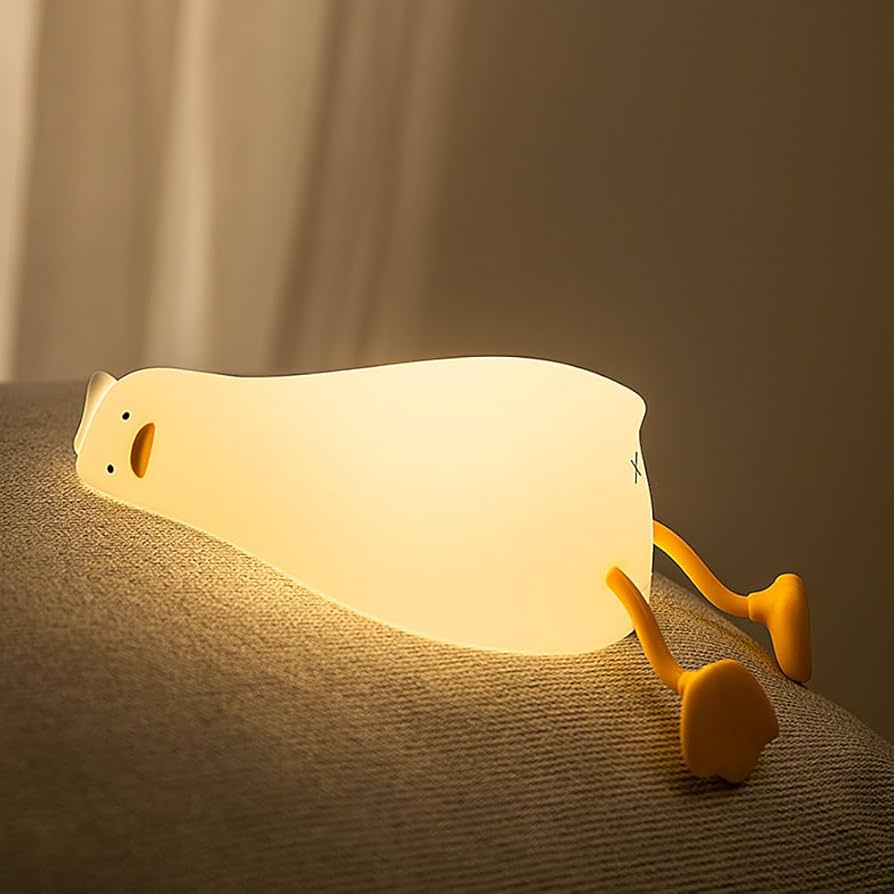 Lying Flat Duck Cute Night Light – Touch Control, Type-C Rechargeable Duck Lamp