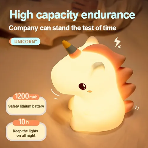 Cute Unicorn Night Light – Rechargeable LED Lamp for Kids