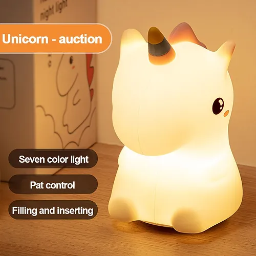 Cute Unicorn Night Light – Rechargeable LED Lamp for Kids
