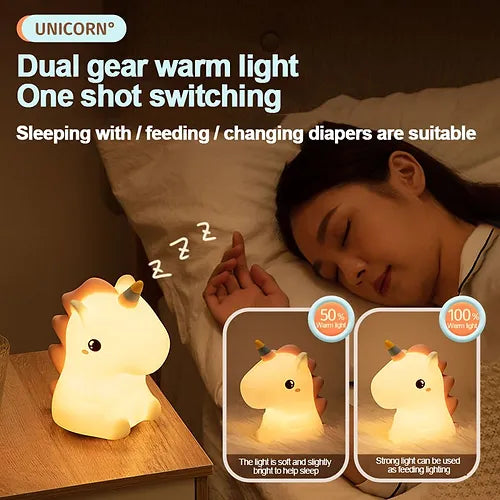 Cute Unicorn Night Light – Rechargeable LED Lamp for Kids