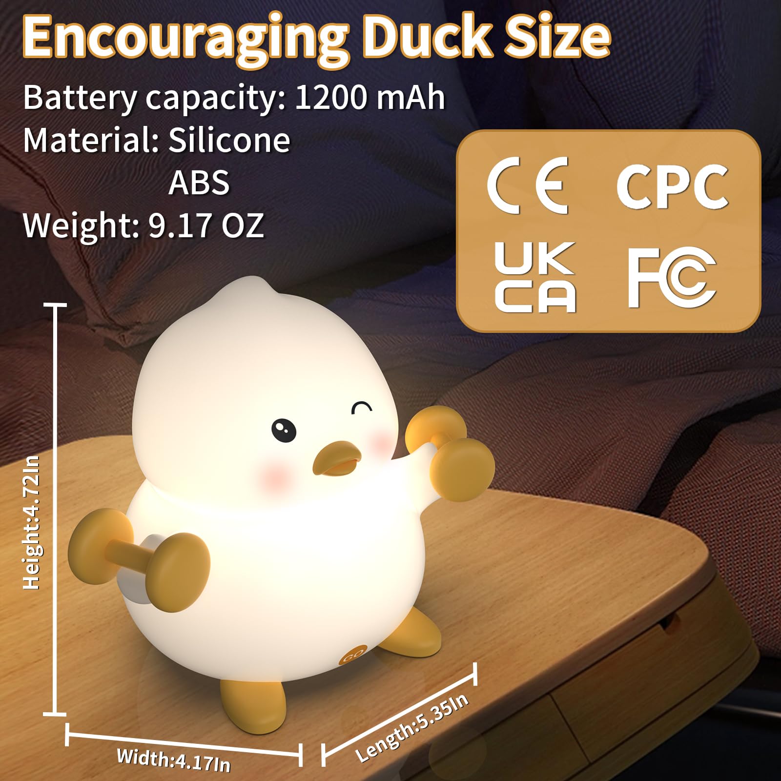 Cute Dodo Duck Night Light – 3-Level Dimmable Rechargeable LED Light for Kids