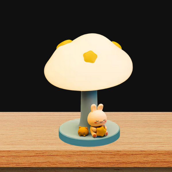 USB Rechargeable Night Three-Level Dimming Cute Rabbit Dolls Night Lamp  (10.8 cm, Yellow, Blue)