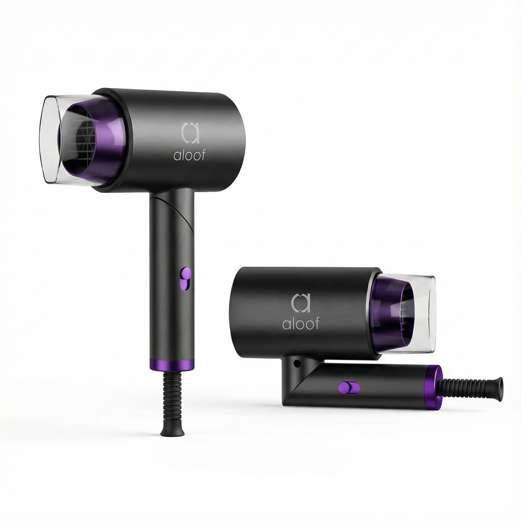Aloof A2025 1500W Aeroglow Purple Ionic Hair Dryer with 3 Temperature & 2 Speed Settings