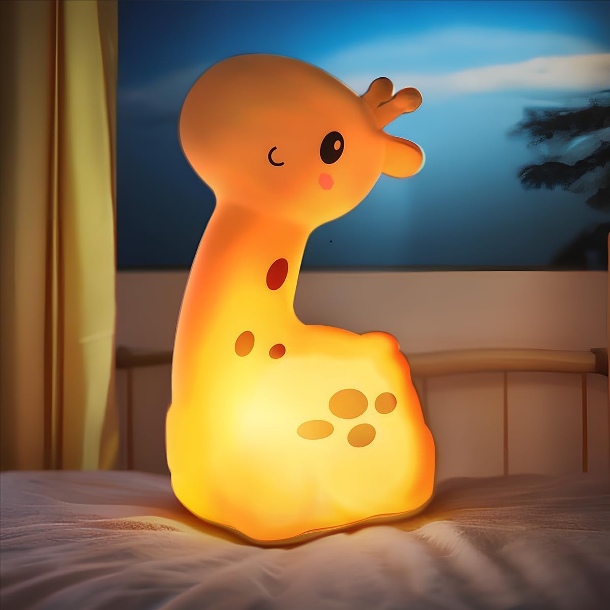 Giraffe-Shaped Silicone Night Light – Cute Rechargeable Lamp for Kids’ Room