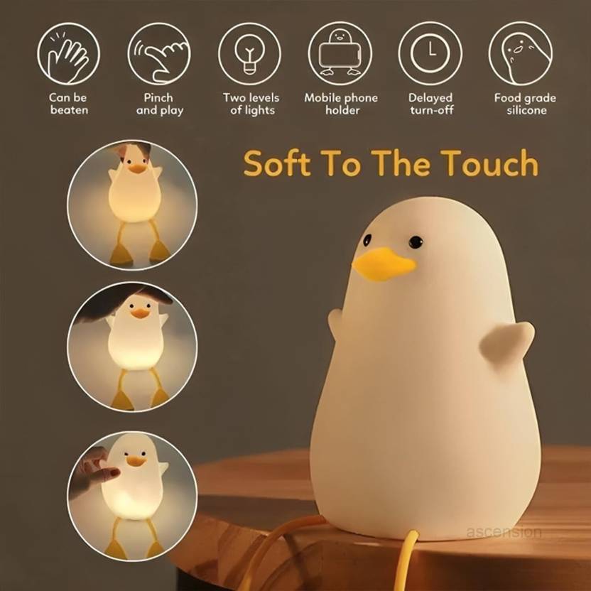 Trust Ware Silicone Duck Night Lamp Touch-Control LED Light | Color-Changing Safe for Kid Night Lamp  (9.5 cm, Multicolor 3)